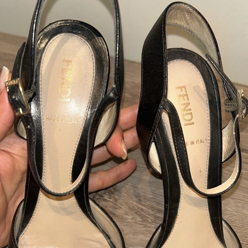 Vintage Fendi Leather Zucchino Platform Wooden Heel Sandals - Picture 4 of 11